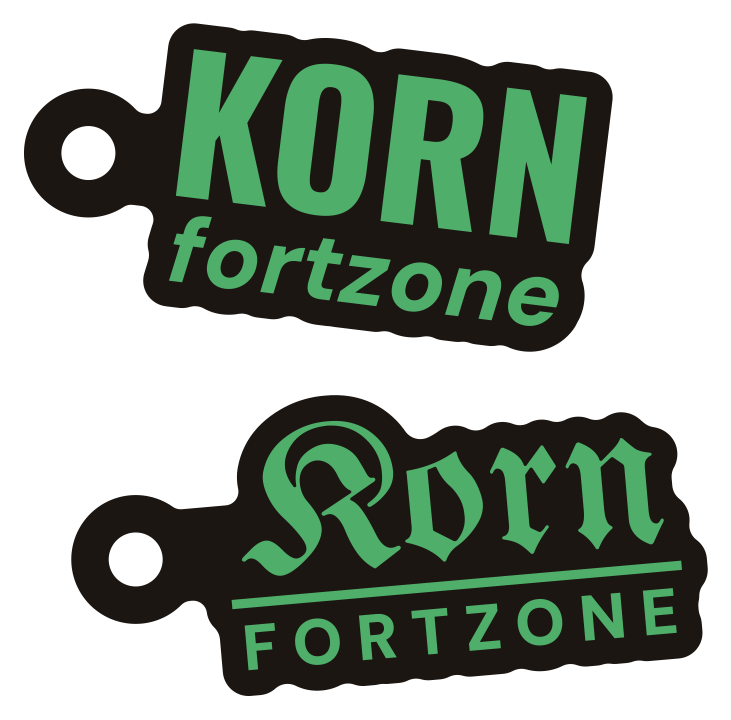 Kornfortzone-Anhänger in Grün, Grotesk und Fraktur