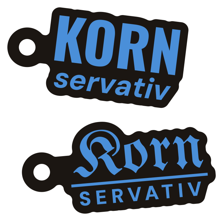 Kornservativ-Anhänger in Blau, Grotesk und Fraktur