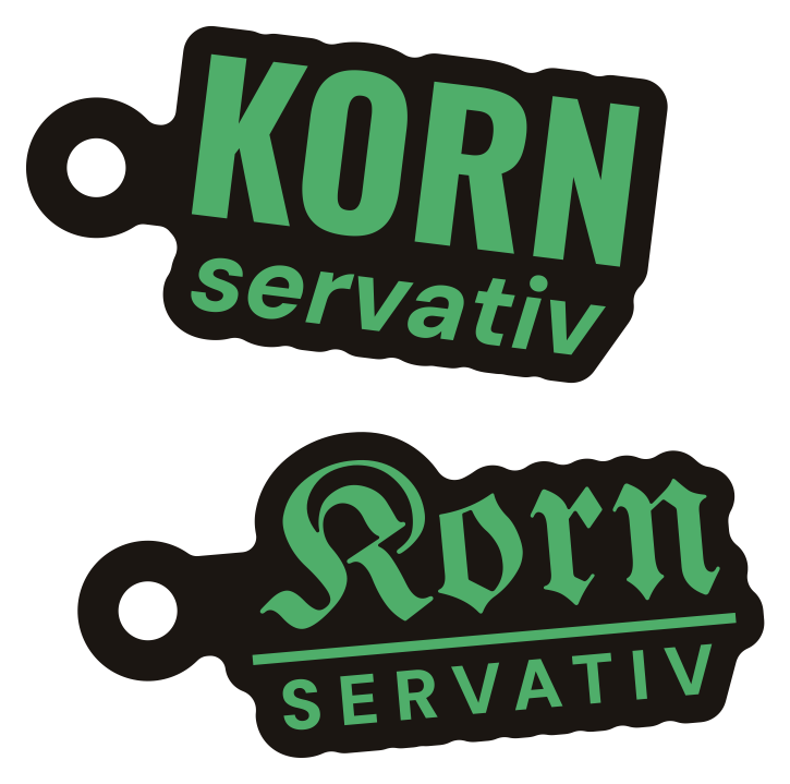 Kornservativ-Anhänger in Grün, Grotesk und Fraktur