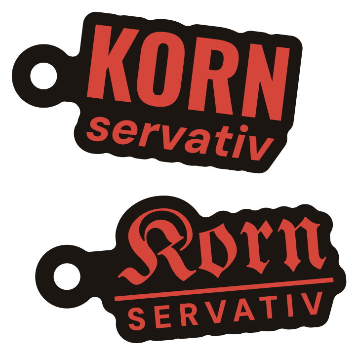 Kornservativ-Anhänger in Rot, Grotesk und Fraktur