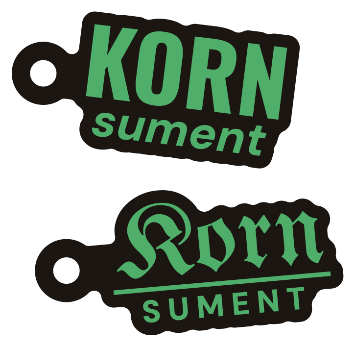 Kornsument-Anhänger in Grün, Grotesk und Fraktur