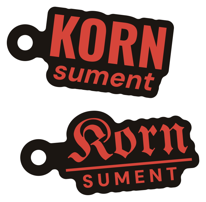 Kornsument-Anhänger in Rot, Grotesk und Fraktur