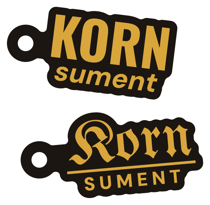 Kornsument-Anhänger in Gold, Grotesk und Fraktur